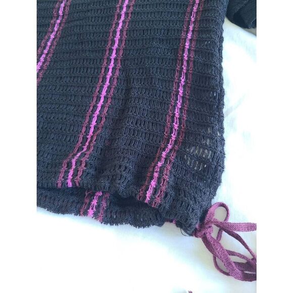 Free People Blouse Top Women's Size XS Crochet Black and Purple Side Tie Top - Picture 3 of 7